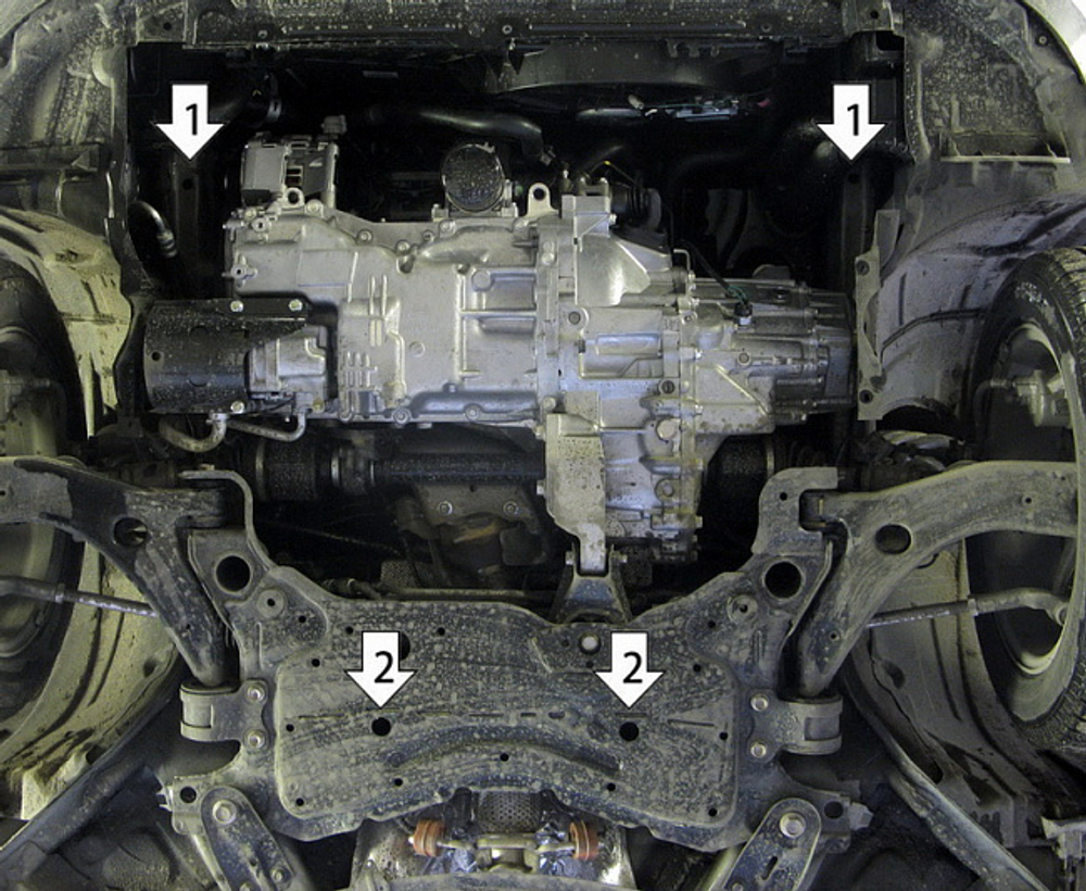 Защита картера Двигателя, КПП. 2 мм, Сталь. для Mazda 5 2005-2010, Mazda 3 2003-2009 MOTODOR.71123