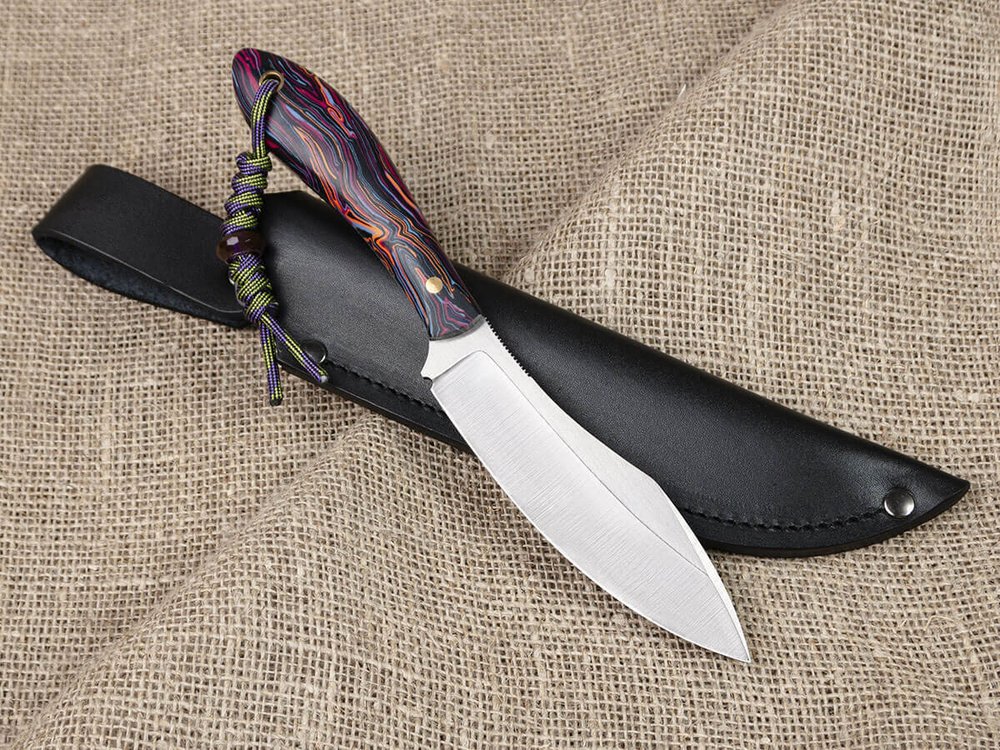 Нож для бушкрафта "Канадец XL", сталь VG-10/Elmax, рукоять микарта (фиолетовая)