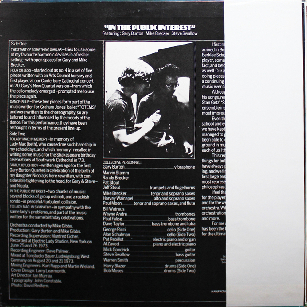 Michael Gibbs & Gary Burton / In The Public Interest (LP)