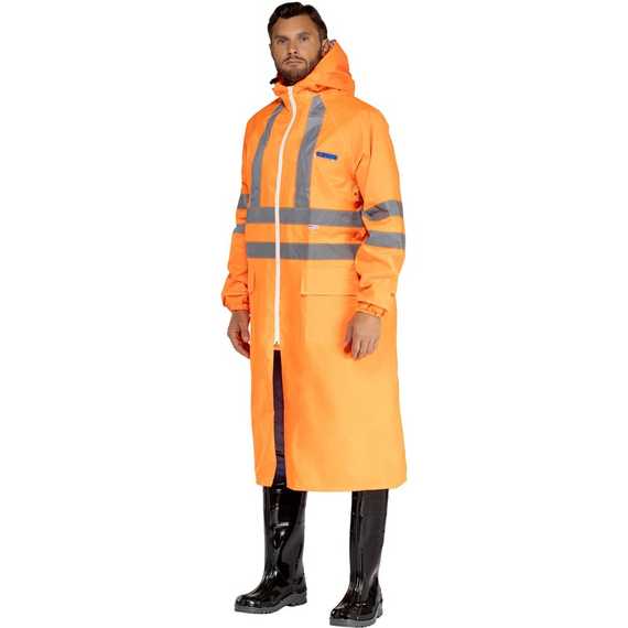 Плащ сигнальный влагозащитный Waterproof Line Extra-Vision WPL ПВХ на молнии оранжевый с СОП
