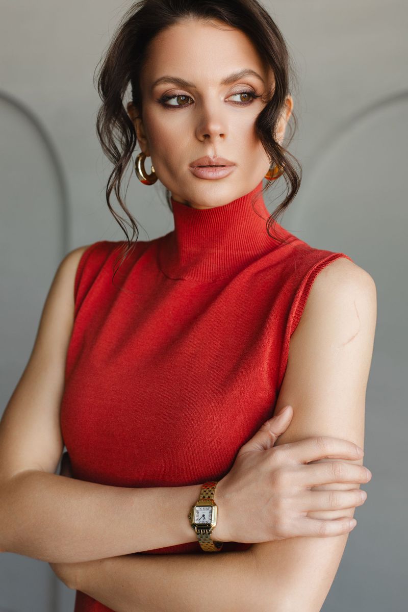 Платье из вискозы со стойкой макси терракотовое