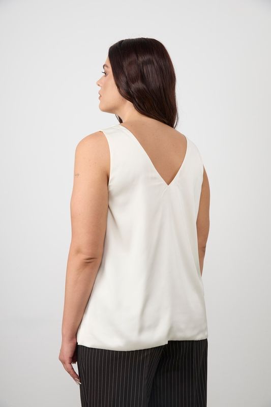 Топ двухслойный на широких бретелях, сливочный