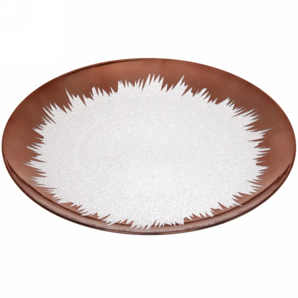 Блюдо для сервировки пластиковое 33см «Морозный узор» розовое золото