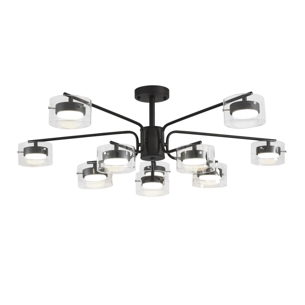 8349/10C COMFI LN26 232 черный/прозрачный, металл/стекло Светильник потолочный LED GX53 10*7W 220V NATALINA