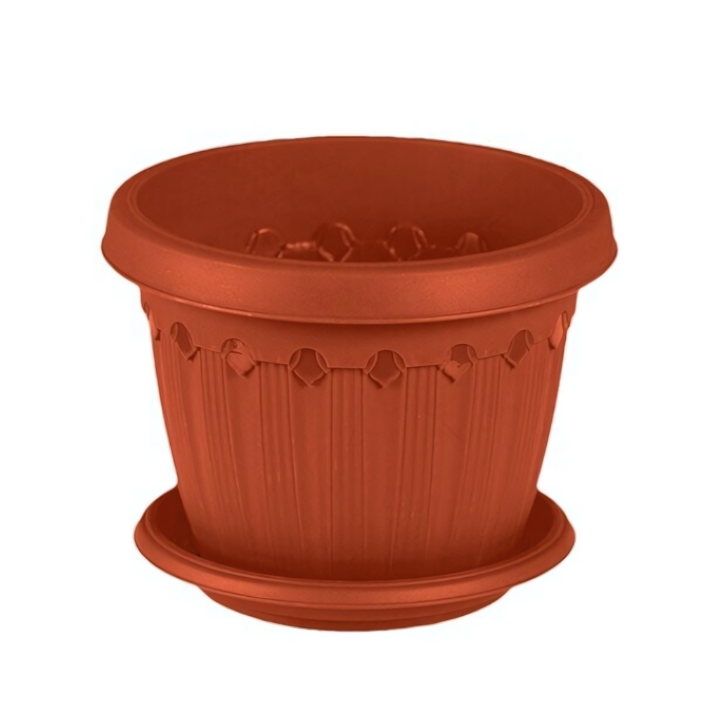 Кашпо "Флавия" 0,6 л с поддоном цвет терракотовый