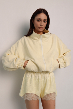 Комплект бельевой с кружевом лимонный