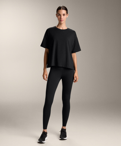 Oysho Футболка с короткими рукавами из смесового хлопка, черный