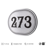 Номерок на дверь квартиры 273, для кабинета, офиса, шильдик 9 х 7 см, серебристый, Айдентика Технолоджи