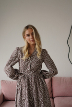 Платье Ева из фланели для беременных и кормящих мам, Мокко с цветами