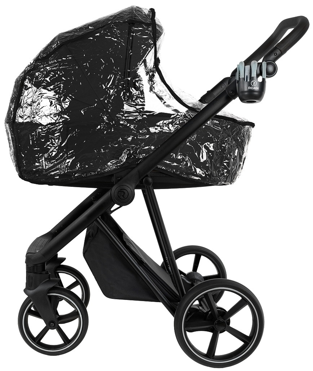 Детская коляска Roan Sol Vintage Leather 2.0 3 в 1 с автокреслом Pituso Baesa Pro Black,Beige Canopy SL/10/L Black/Black/руч.Черный