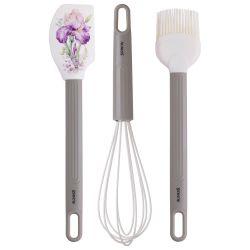 НАБОР: ВЕНЧИК, ЛОПАТКА, КИСТОЧКА AGNESS, 3 ПРЕДМЕТА, СЕРИЯ "IRISES"