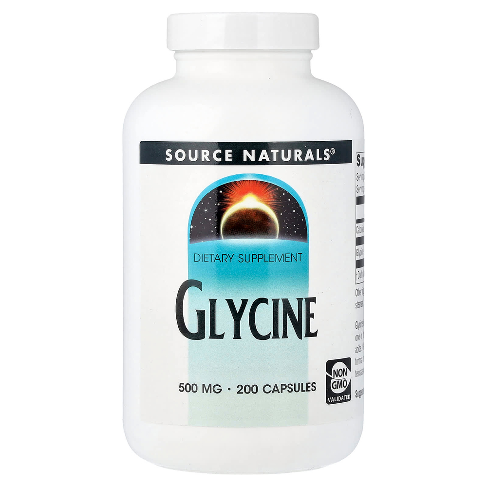 Source Naturals, глицин, 200 капсул (500 мг в 1 капсуле)