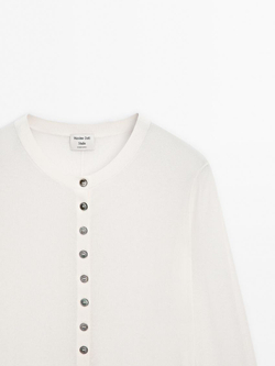 Massimo Dutti Кардиган из тонкой хлопчатобумажной смеси, натуральный