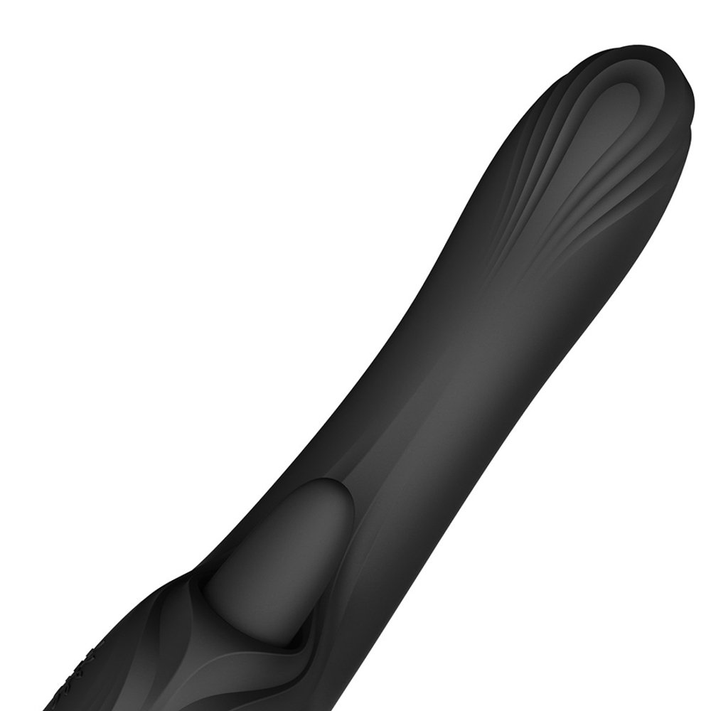 Черный вибратор-кролик 24,6см с функцией вылизывания и нагревом Zalo Ares G-Spot Rabbit Vibrator Obsidian Black