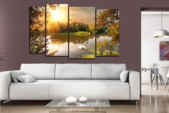 Модульная картина "Белый лебедь"