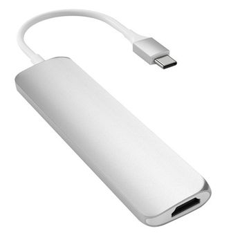 USB разветвитель Satechi Slim Multiport V2, серебристый (ST-SCMA2S)