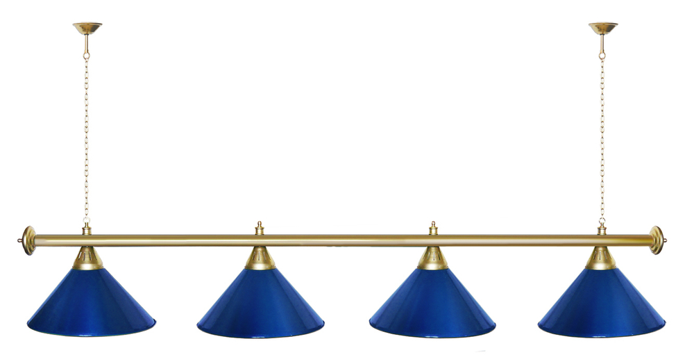 Лампа STARTBILLIARDS 4 пл. (плафоны зеленые,штанга золотая,фурнитура золото)