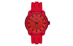 PUMA Wrist Watch Quartz Movement Rubber Band Strap 45mm Red Watch Dial Men"s Watches P6019