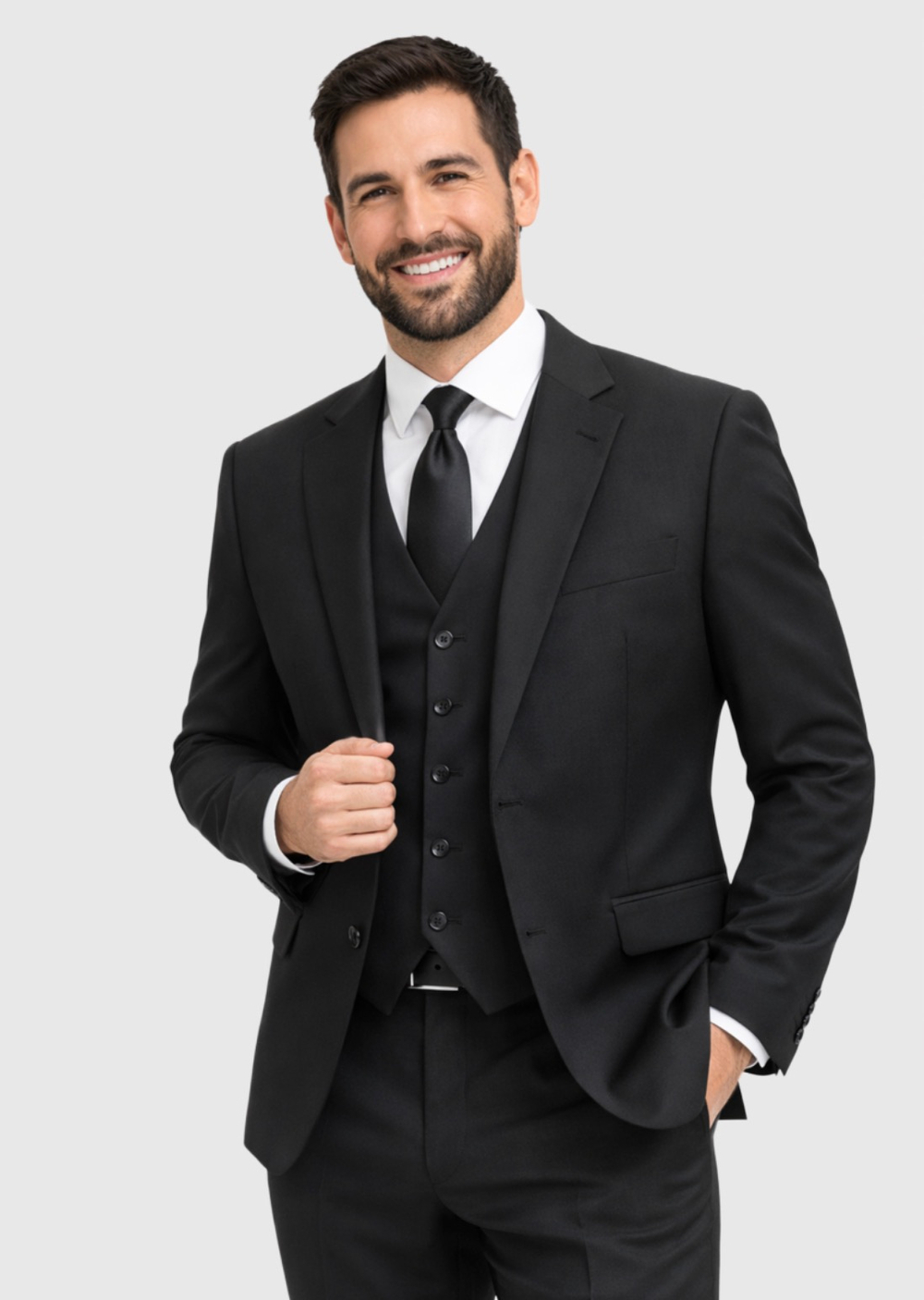 Мужской костюм тройка (черный) А89