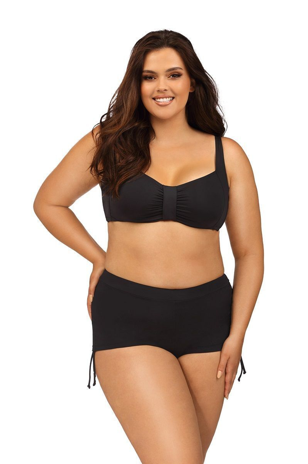 Раздельный купальник в спортивном стиле (Размер: 85F/42) (Цвет: черный)