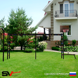 Уличная шведская стенка Sv Sport рукоход х 2 с комплектом турник прямой У54733К (Брусья/Стойка/Скамья/Щит баскет/Кронш бокс)