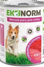 Корм консервированный для собак EKONORM "Мясное рагу с говядиной и сердцем" 340 г