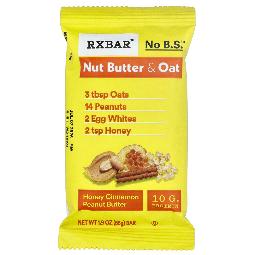RXBAR, батончик с ореховой пастой и овсянкой, мед, корица и арахисовая паста, 5 батончиков по 55 г (1,9 унции)