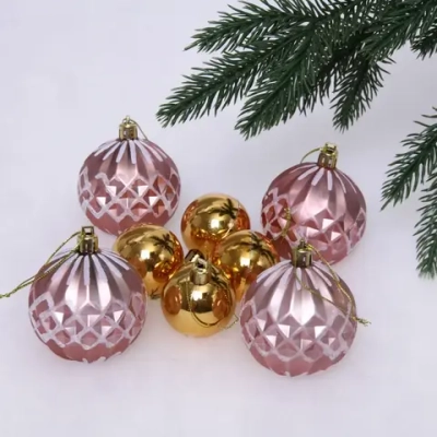 Новогодние шары 6/4 см (набор 8 шт) «Яркий восторг», Шампань