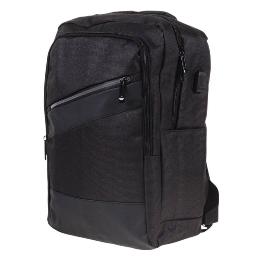 Рюкзак молодежный 41*29*13см,2 отд,анат.спинка,USB пров,отсек д/ноут,черн