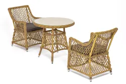 "Эспрессо-80 L" обеденная группа плетеная, цвет соломенный