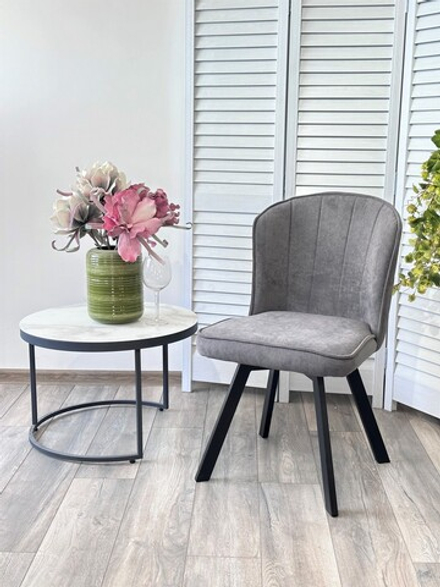 Стул М-City DISAUR Мод (Mode) поворотный на поворотный на 360 градусов, B28 темно-серый, Велюр, Черный каркас