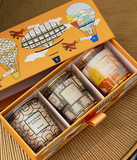 Brussels-Roma-Saint Tropez, набор свечей trio travel, Baobab Collection