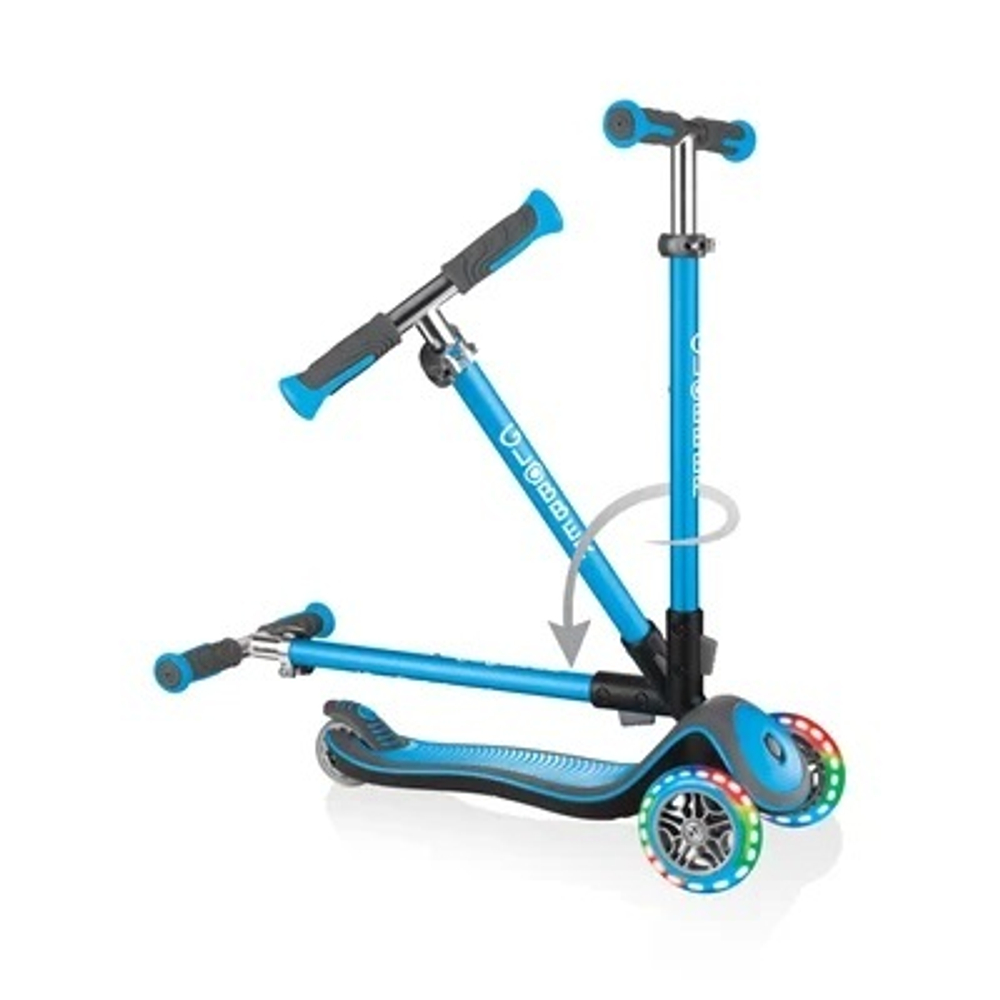 Самокат Globber Elite Deluxe Lights голубой