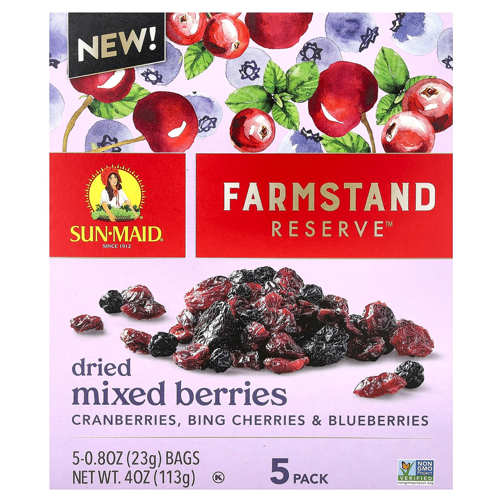 Sun-Maid, Farmstanding Reserve™, сушеные ягоды, 5 пакетиков по 23 г (0,8 унции)