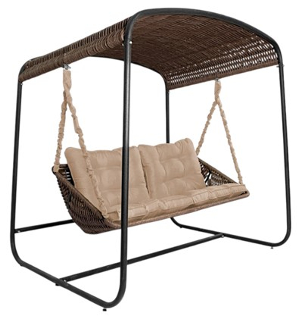 Качели DeckWOOD Sky Bed Lite (коричневый, подушка светло-серая)