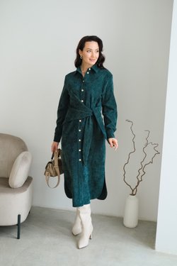 Платье с драпировкой из микровельвета