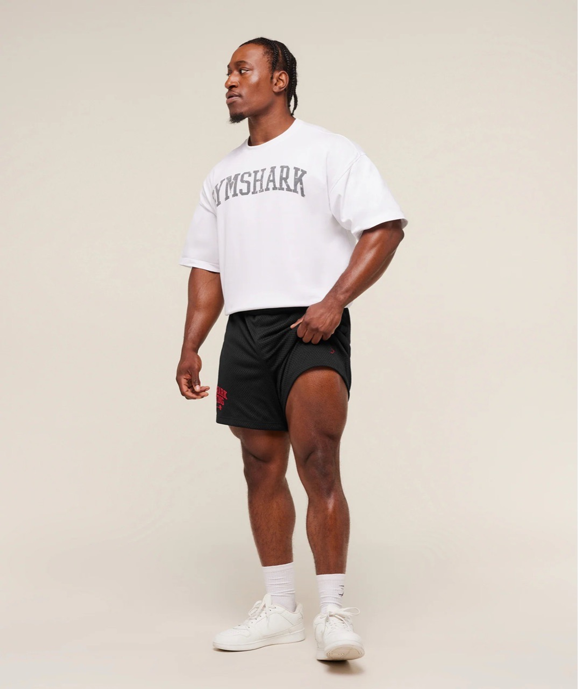 Шорты GYMSHARK Lifting Barbell 5" Mesh Shorts Black/Red