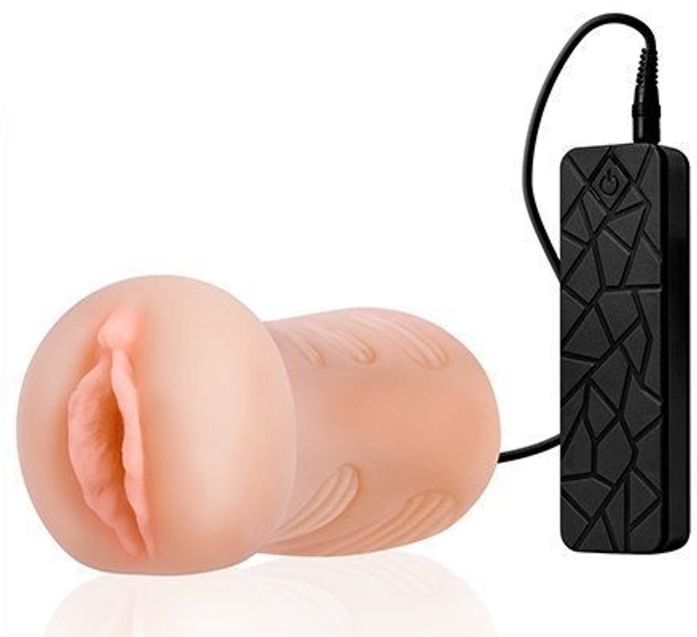 Мастурбатор-вагина REALSTUFF VIBRATING MASTURBATOR PUSSY с виброяйцом на пульте (Цвет: телесный)