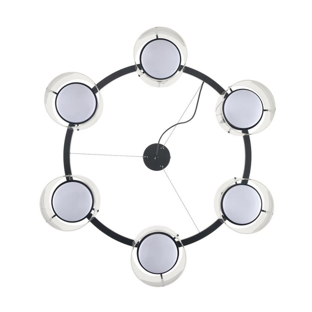 8232/6Y COMFI LN25 193 черный/прозрачный, металл/стекло Светильник подвесной LED GX70 6*10W 220V NATALINA