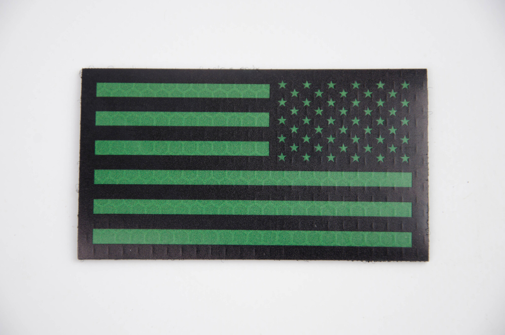 Шеврон Флаг США светоотражающий lasercut 5х9 см. Олива правый