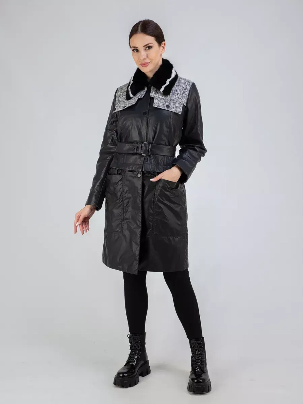 Плащ трансформер комбинированный осенний