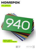 Номер на дверь 940, табличка на дверь для офиса, квартиры, кабинета, аудитории, склада, зеленая 120х70 мм, Айдентика Технолоджи