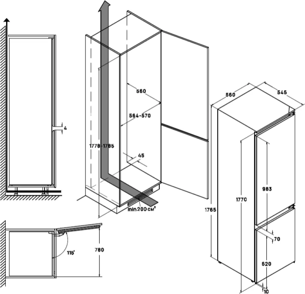 Встраиваемый холодильник с нижней морозильной камерой Vard VIC177NIW