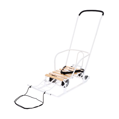 Санки детские с колёсами «Тимка 5 универсал», с ручкой, цвет белый