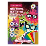 Картон цветной А4 МЕЛОВАННЫЙ ВОЛШЕБНЫЙ 10 листов, 10 цветов, кросс-серия "МОНСТРИКИ", 200х290 мм, BRAUBERG, 116992
