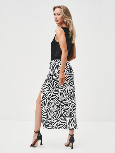 Юбка миди из вискозы с разрезом Zebra