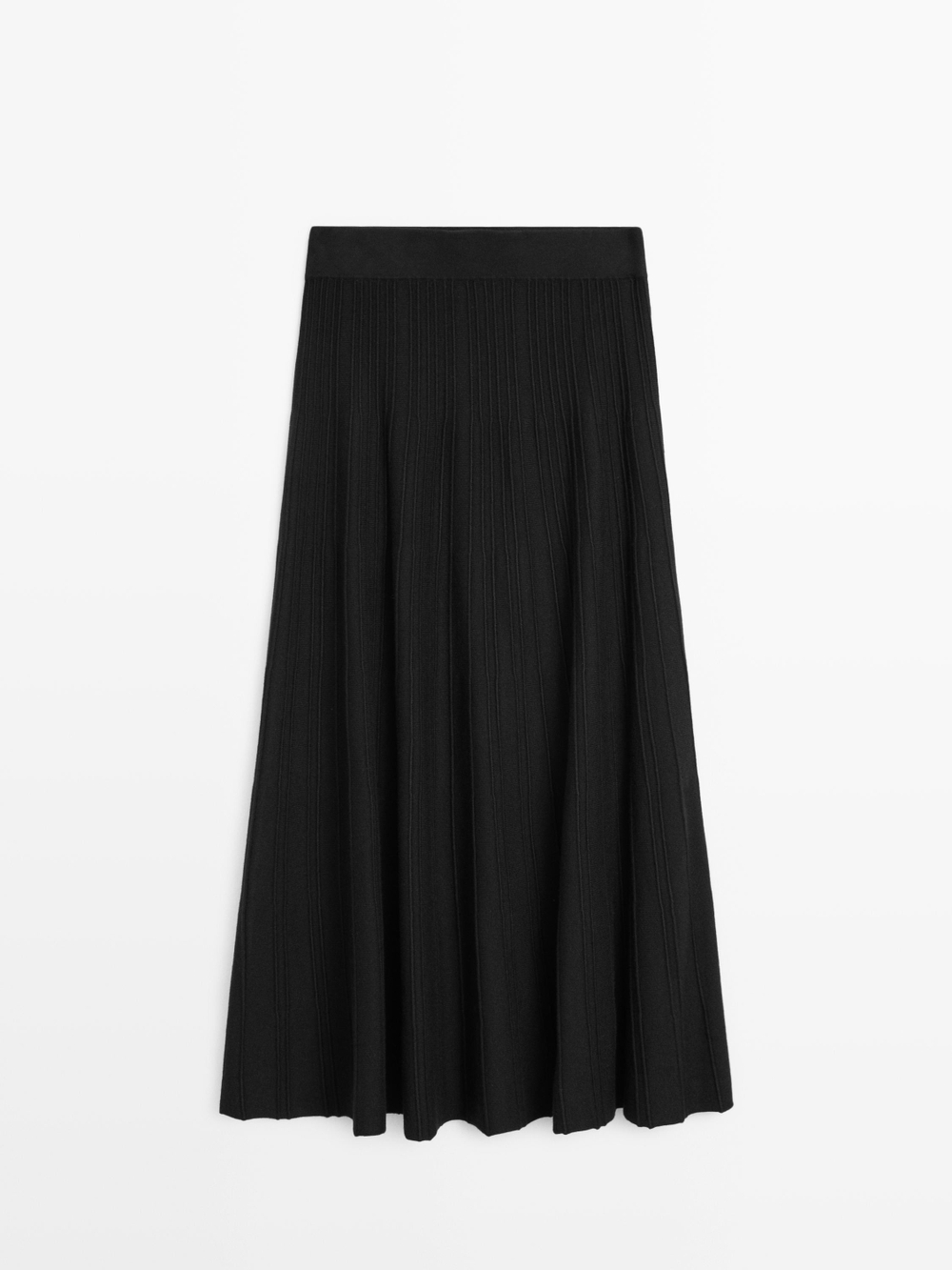 Massimo Dutti Длинная трикотажная юбка с воланом, черный