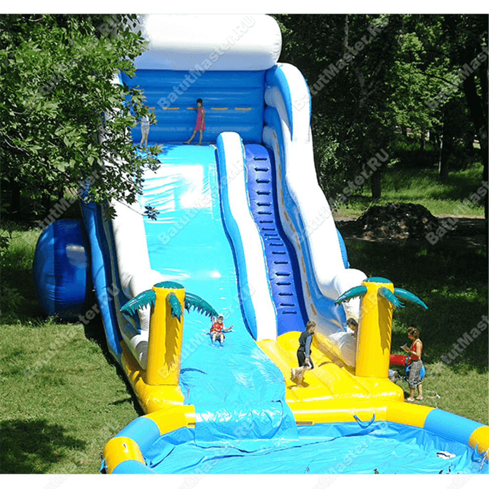 Надувной батут-горка с бассейном «Пляжный оазис», 21*7*7 м