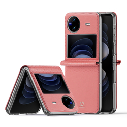 Чехол розового цвета с премиальной искусственной кожи для Vivo X Flip, серия Bril Series от Dux Ducis