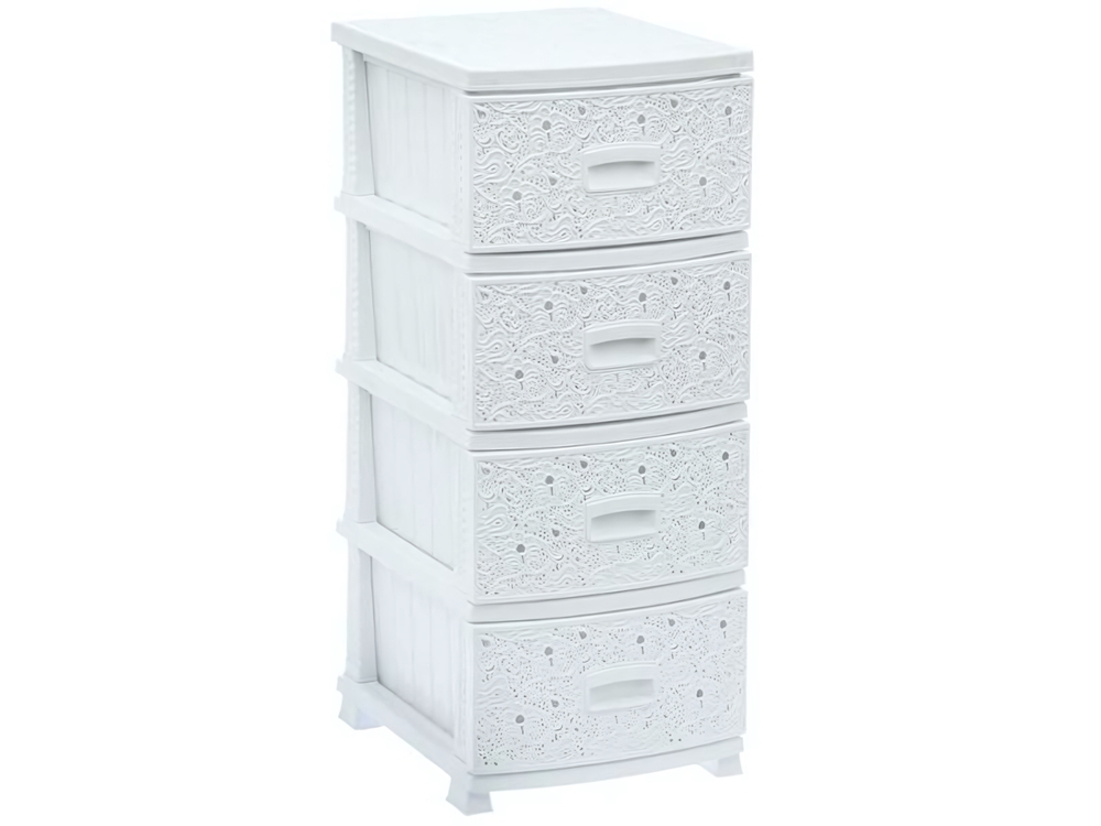 Комод 4-х секционный "Ажур" белый